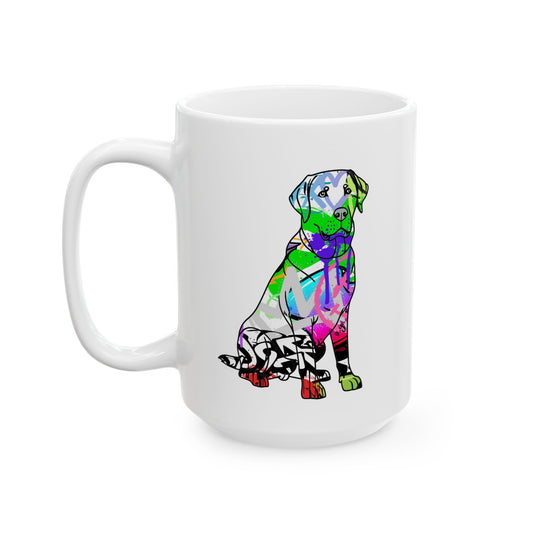 Personalized Ceramic Mug, Street Art American Lab Dog Graffiti