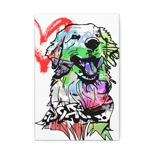Colorful Graffiti Dog Canvas Wall Art Prints, Vibrant Pet Portraits and Urban Animal Decor - LaGrutta Art and Designs