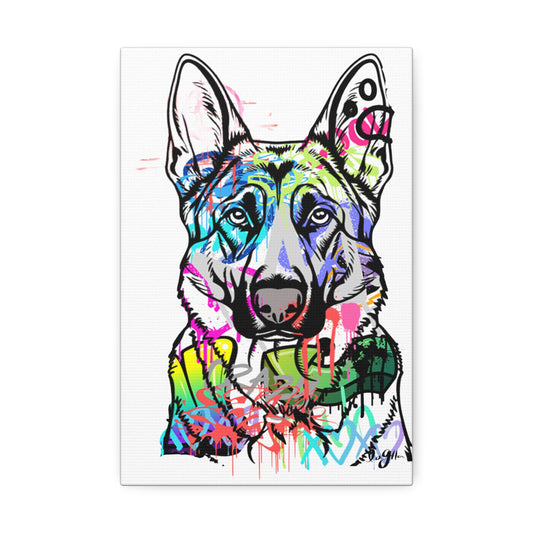 Colorful Graffiti Dog Canvas Wall Art Prints, Vibrant Pet Portraits and Urban Animal Decor - LaGrutta Art and Designs