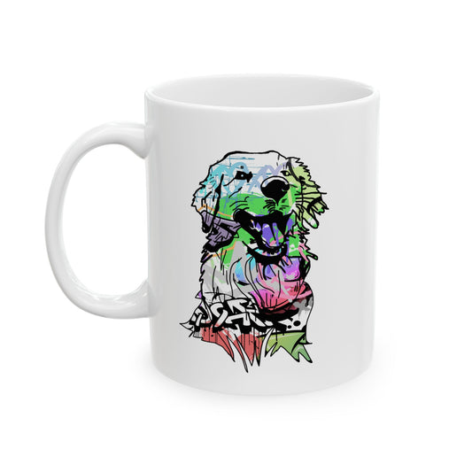 Golden Retriever Mug - Graffiti Street Art Dog Gift - 'My Golden Has More Friends Than I Do', Unique Dog Lover Coffee Cup | Modern Pet Art