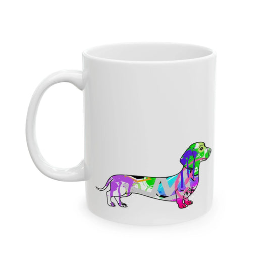 Dachshund Mug, Graffiti Street Art Dog Quote Coffee Cup, My Dachshund Runs This House, 11oz, 15oz, Gift for Dog Lovers, Unique Illustration, - LaGrutta Art and Designs