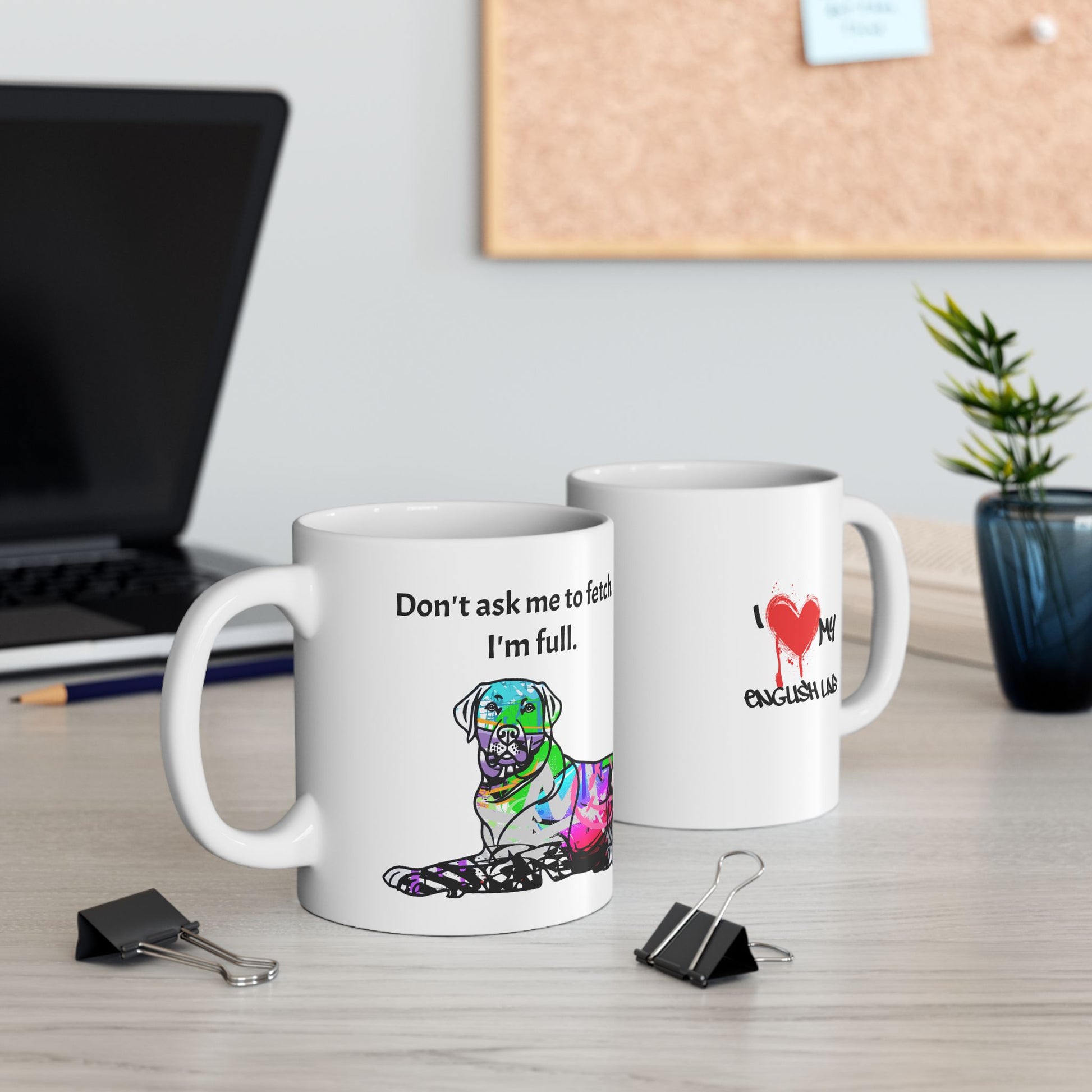English Bulldog dog image on ceramic mug showcasing a stylish and practical design for pet lovers
