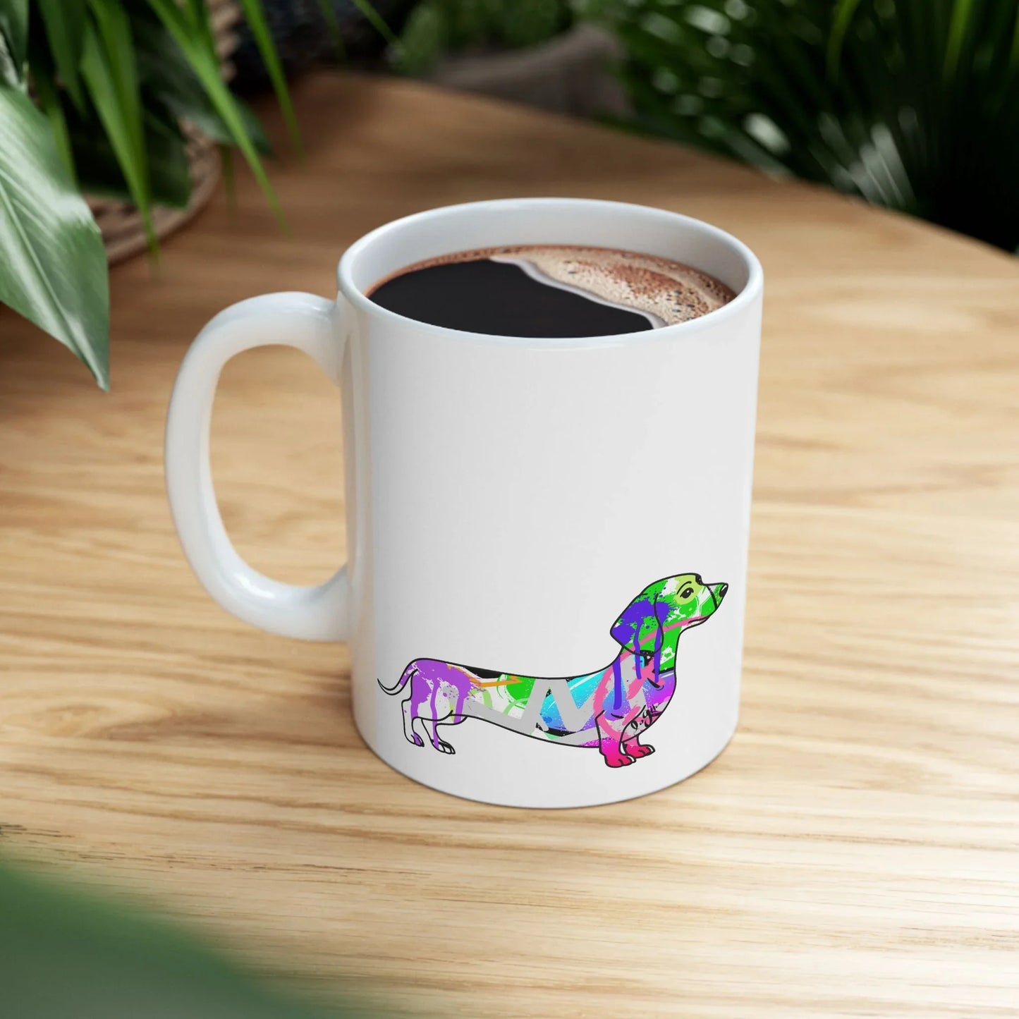 Dachshund Mug, Graffiti Street Art Dog Quote Coffee Cup, My Dachshund Runs This House, 11oz, 15oz, Gift for Dog Lovers, Unique Illustration, - LaGrutta Art and Designs