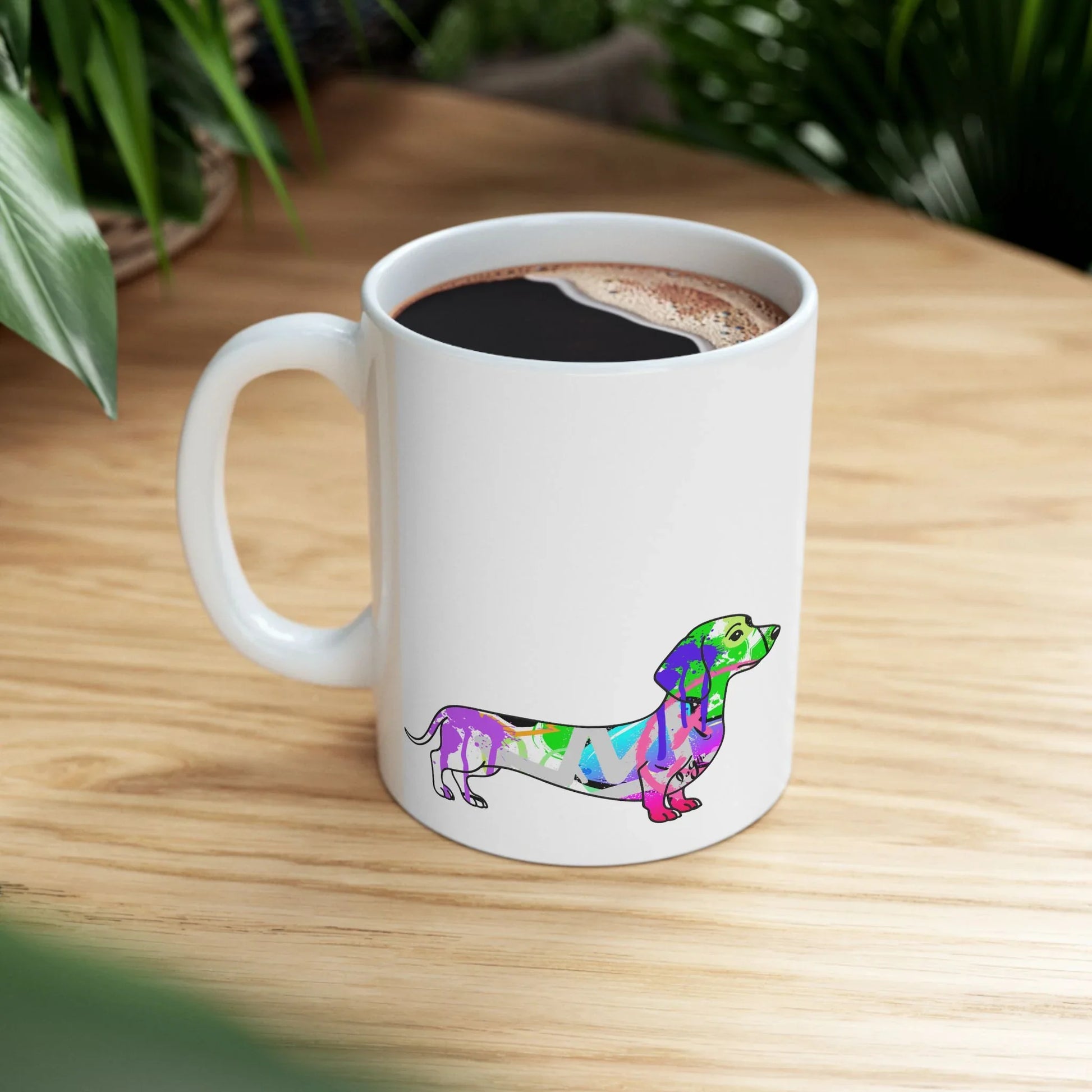 Dachshund Mug, Graffiti Street Art Dog Quote Coffee Cup, My Dachshund Runs This House, 11oz, 15oz, Gift for Dog Lovers, Unique Illustration, - LaGrutta Art and Designs