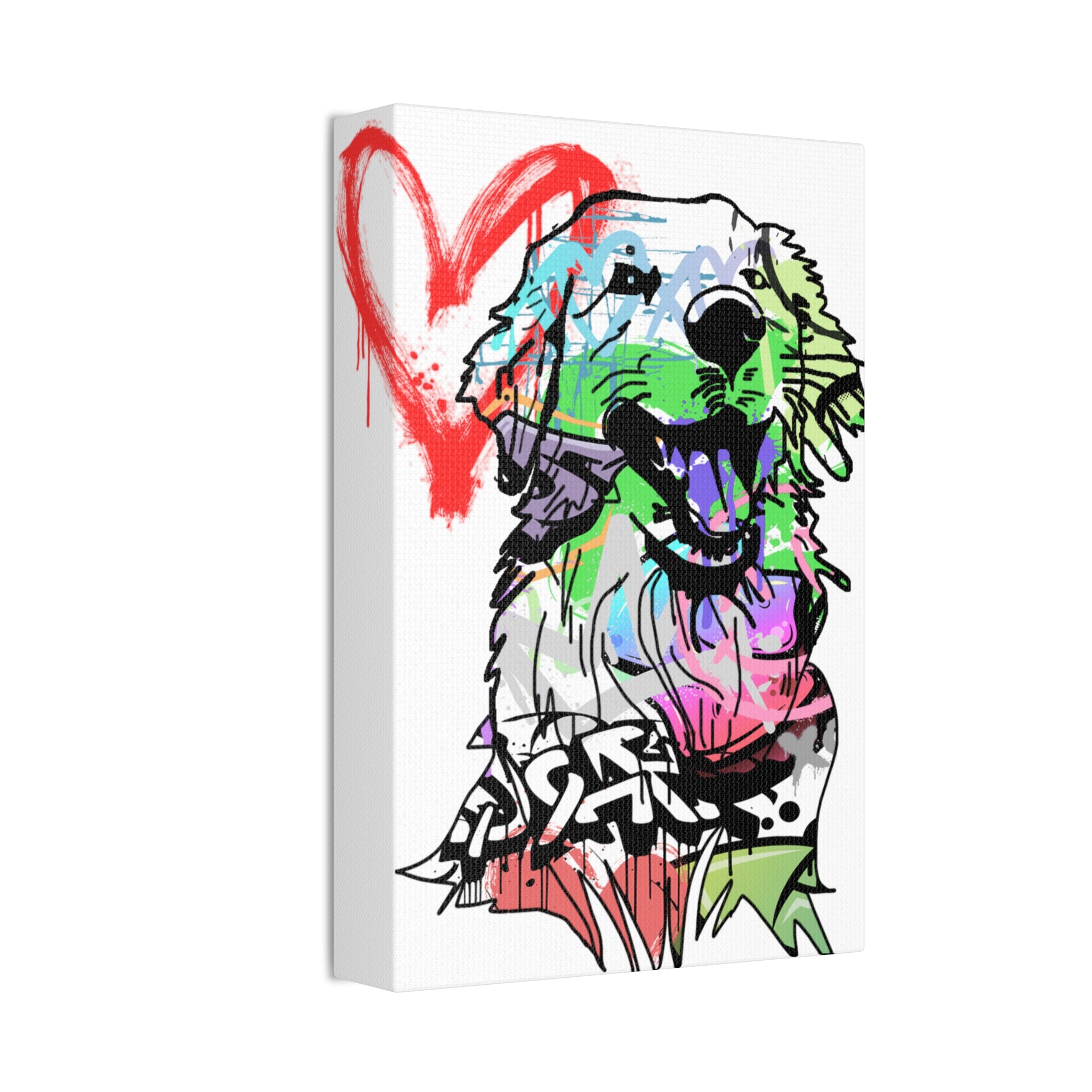 Colorful Graffiti Dog Canvas Wall Art Prints, Vibrant Pet Portraits and Urban Animal Decor - LaGrutta Art and Designs