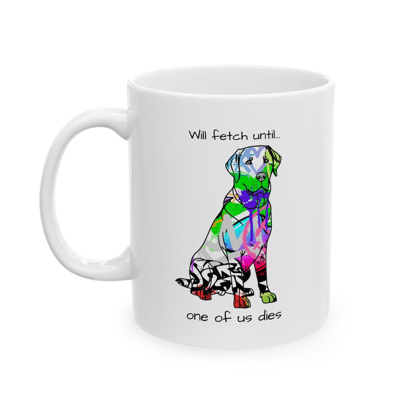 Street art inspired dog lover mug featuring vibrant urban designs and canine themes for enthusiasts