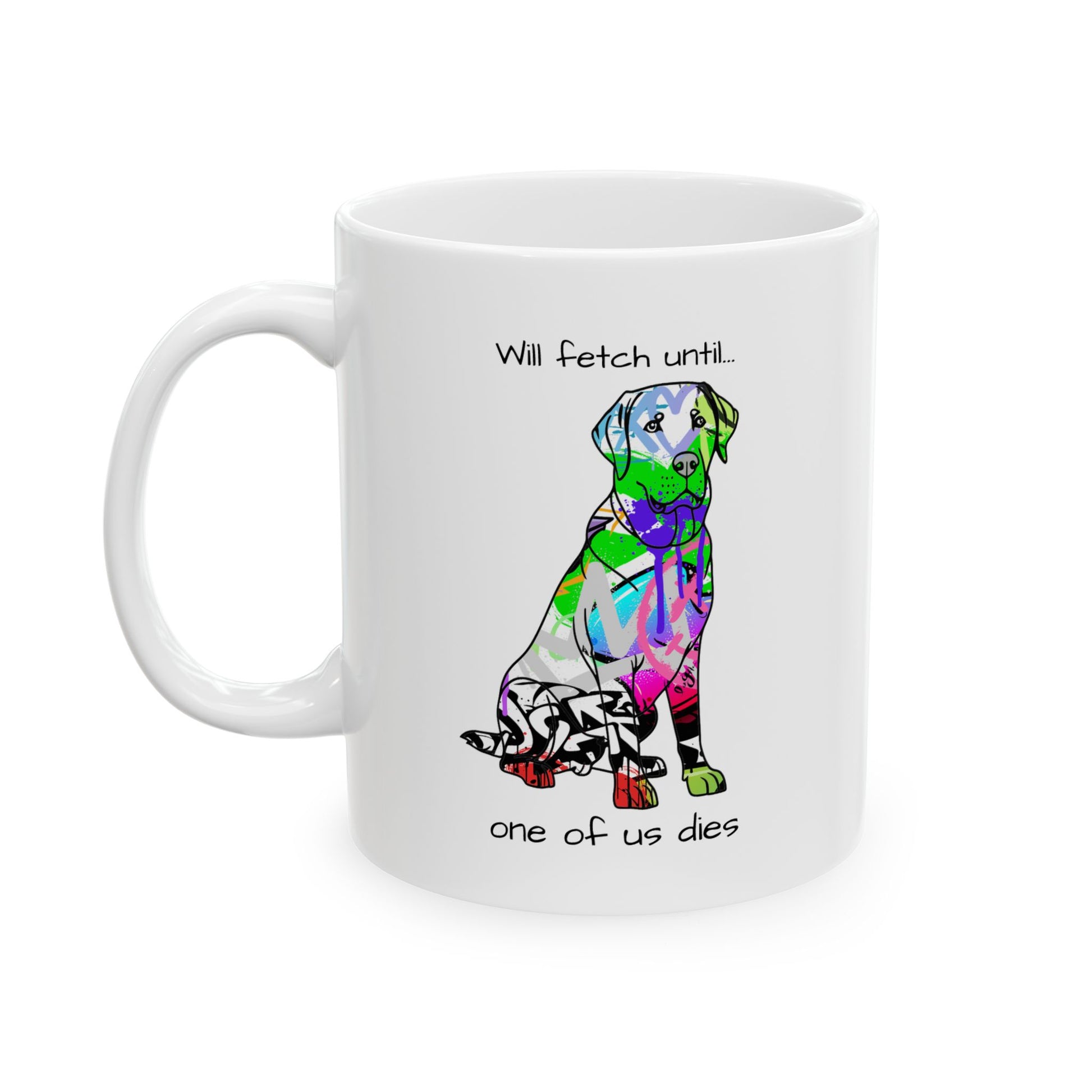 Street art inspired dog lover mug featuring vibrant urban designs and canine themes for enthusiasts