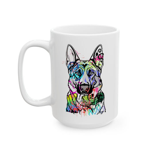 Personalized Graffiti-Style German Shepherd Mug - Urban Art Dog Lover Gift