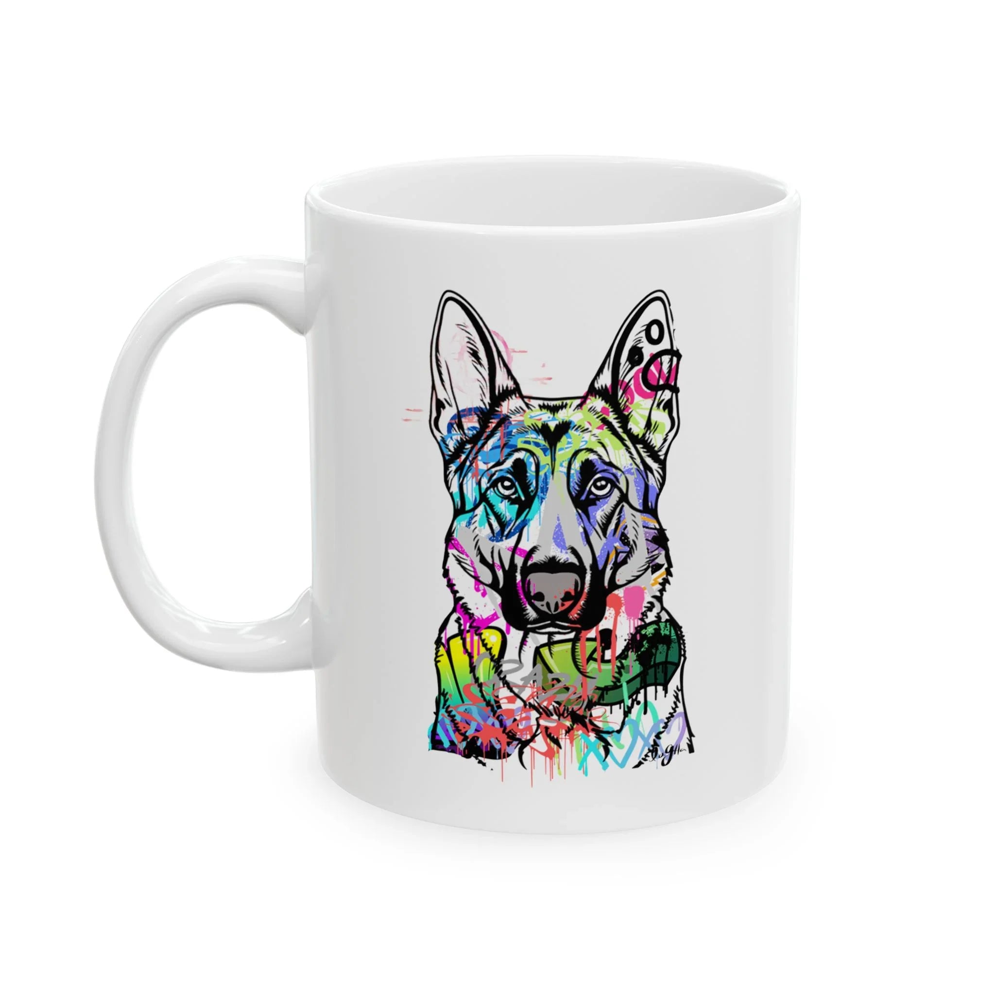 Personalized Graffiti-Style German Shepherd Mug - Urban Art Dog Lover Gift - LaGrutta Art and Designs