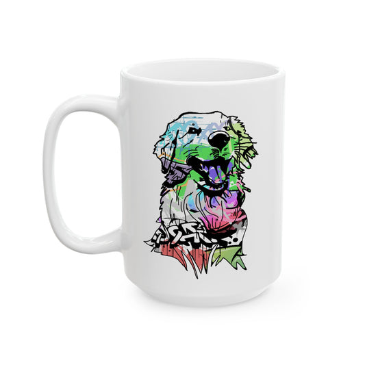 Golden Retriever Mug - Graffiti Street Art Dog Gift - 'My Golden Has More Friends Than I Do', Unique Dog Lover Coffee Cup | Modern Pet Art
