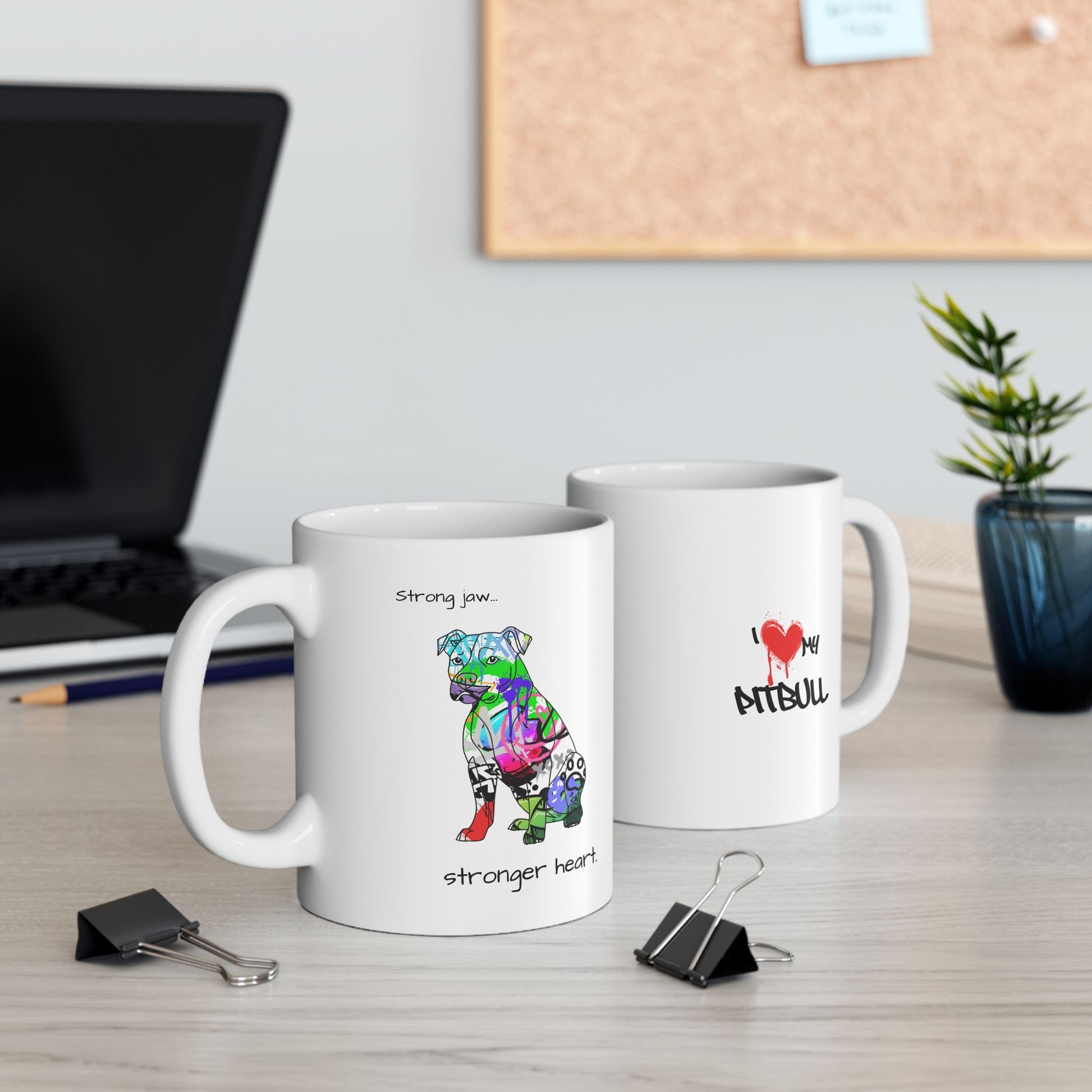 Pitbull dog illustration on a ceramic mug, perfect gift for pet lovers and coffee enthusiasts