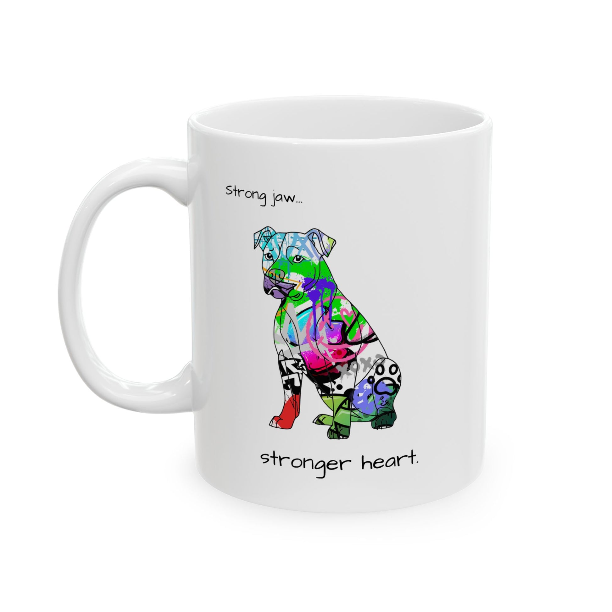 Pitbull dog illustration on a ceramic mug, perfect gift for pet lovers and coffee enthusiasts