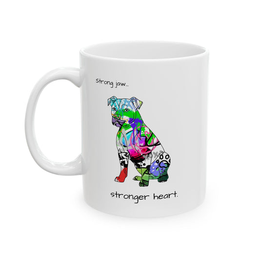 Pitbull dog illustration on a ceramic mug, perfect gift for pet lovers and coffee enthusiasts