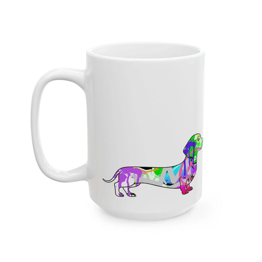 Dachshund Mug, Graffiti Street Art Dog Quote Coffee Cup, My Dachshund Runs This House, 11oz, 15oz, Gift for Dog Lovers, Unique Illustration, - LaGrutta Art and Designs