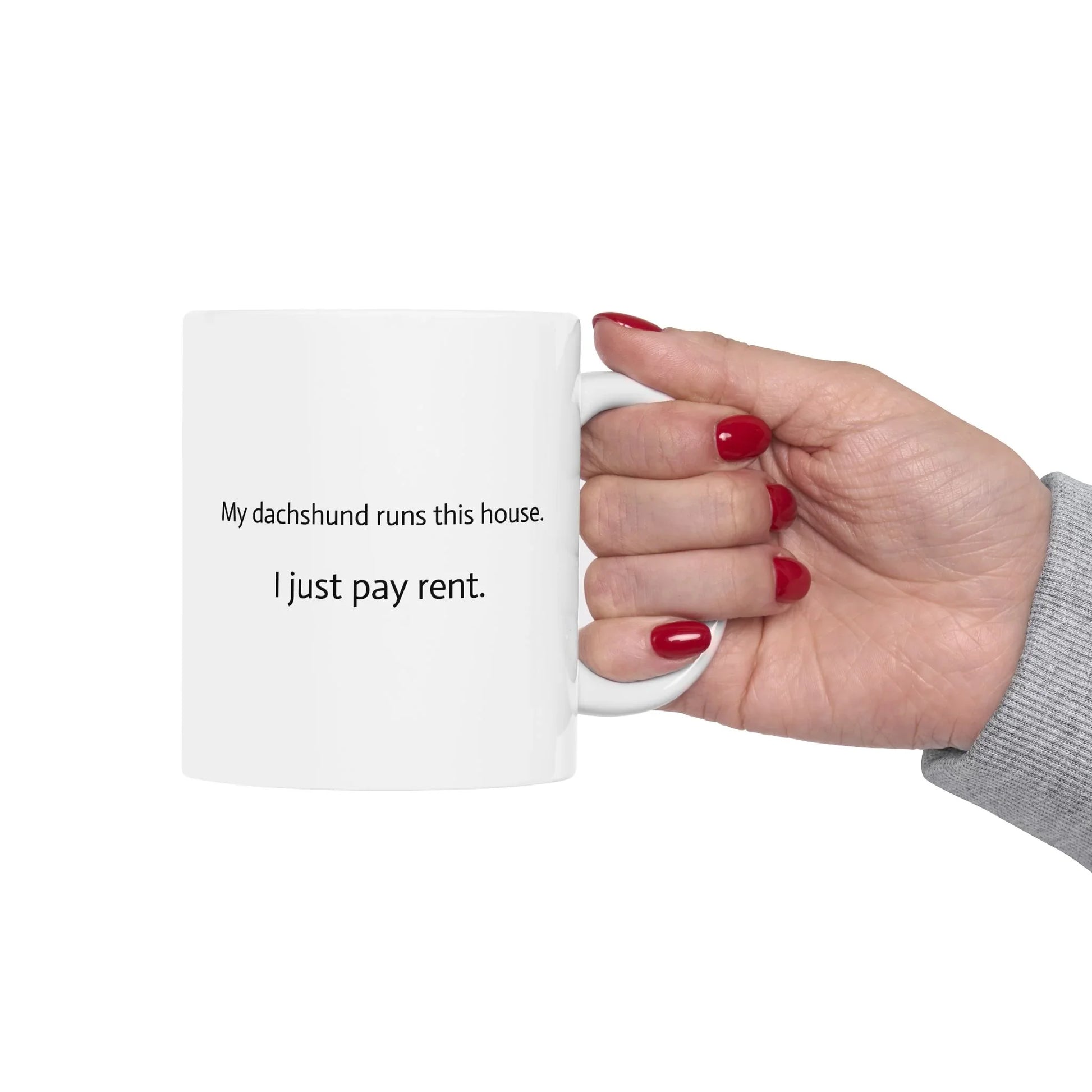 Dachshund Mug, Graffiti Street Art Dog Quote Coffee Cup, My Dachshund Runs This House, 11oz, 15oz, Gift for Dog Lovers, Unique Illustration, - LaGrutta Art and Designs