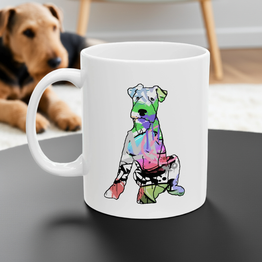 Personalized Airedale Dog Ceramic Mug, Graffiti Street Art Style Coffee Cup - LaGrutta Art and Designs
